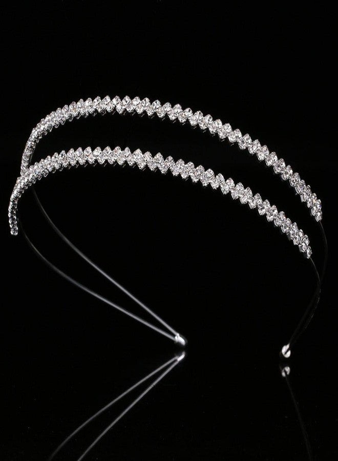 Teppylony Fashion Shining Double Row Irregular Inlay Rhinestone Headband Wedding Bride Bridesmaids Headdress Hair Accessories for Women - Image 4