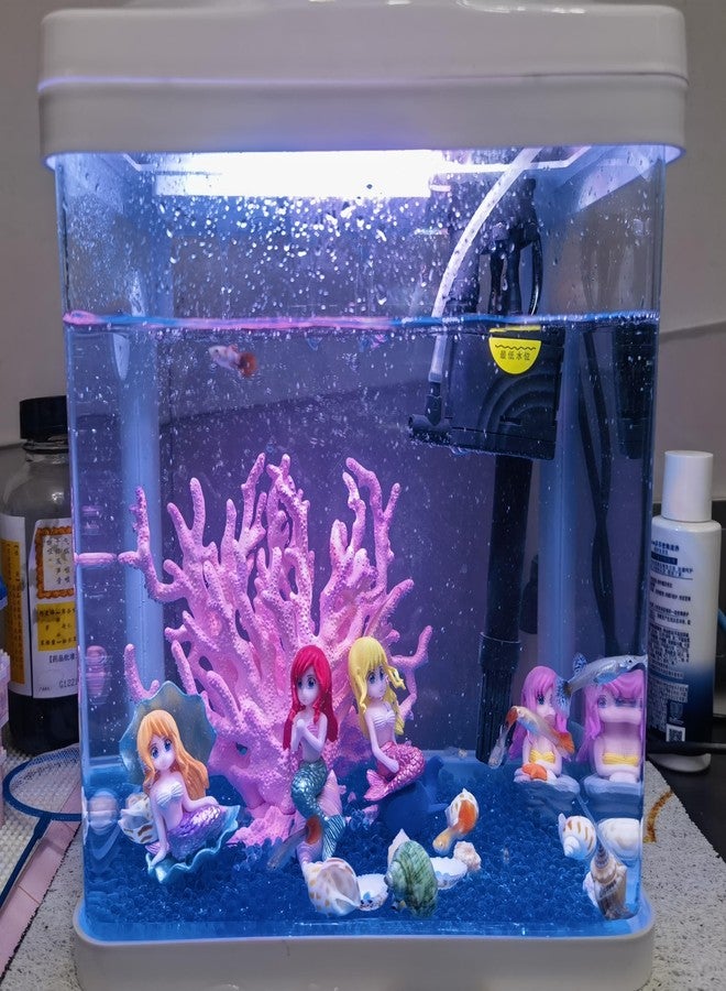 YZHZOM Mermaids Fish Tank Decorations Set - 8 Pieces, Artificial Plastic Plants, Aquarium Decor - Image 3