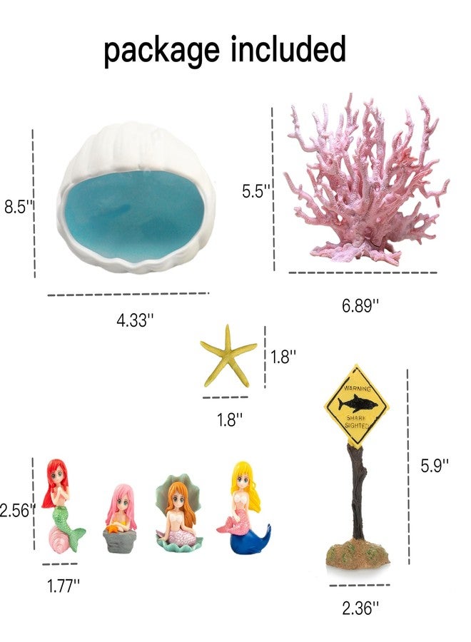 YZHZOM Mermaids Fish Tank Decorations Set - 8 Pieces, Artificial Plastic Plants, Aquarium Decor - Image 2