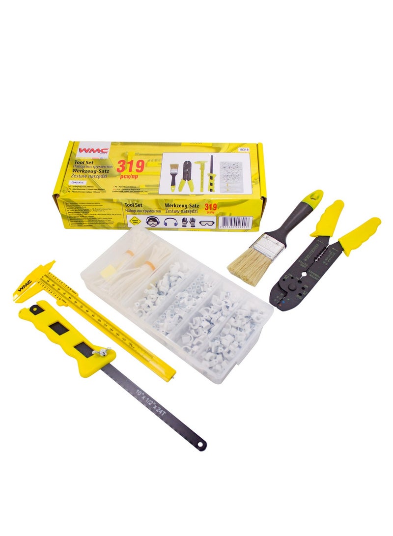WMC TOOLS Tool Set 319 Pieces for Electrician Repair Pliers Metal Cutter Caliper Brush - Image 1