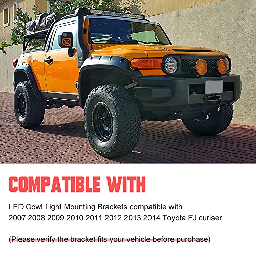 NORTHYUN FJ Cowl Light Bracket Hood Ditch Mount A Pillar LED Pods Driving Light Mounting Bracket Compatible with Toyota FJ Cruiser 2007-2014 - Image 5