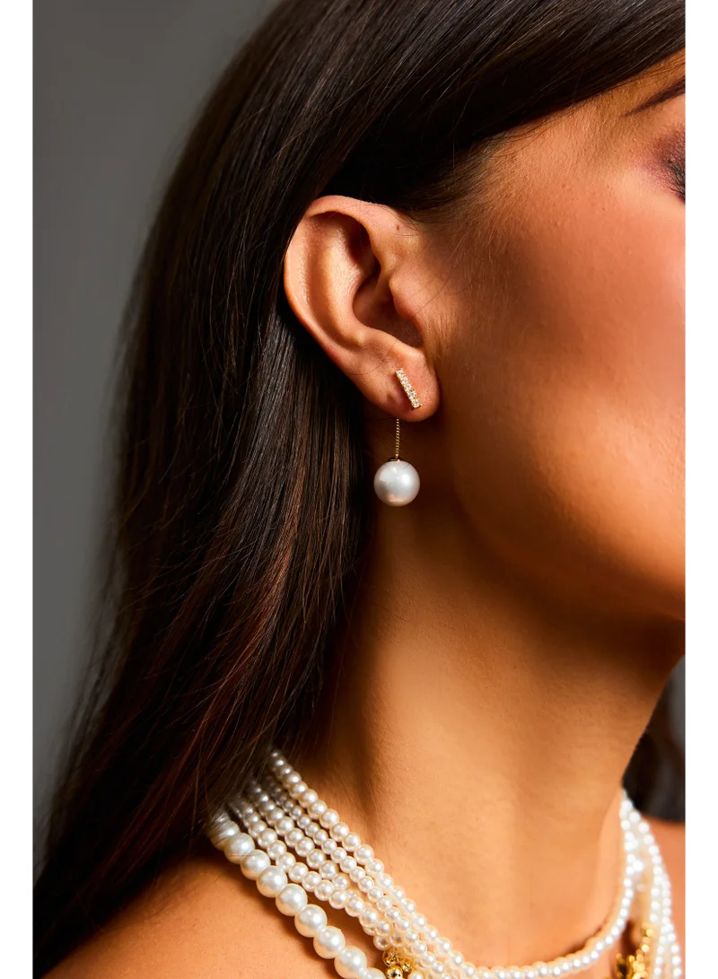 Bella Barnett Talia Diamond Pearl Mini Earrings