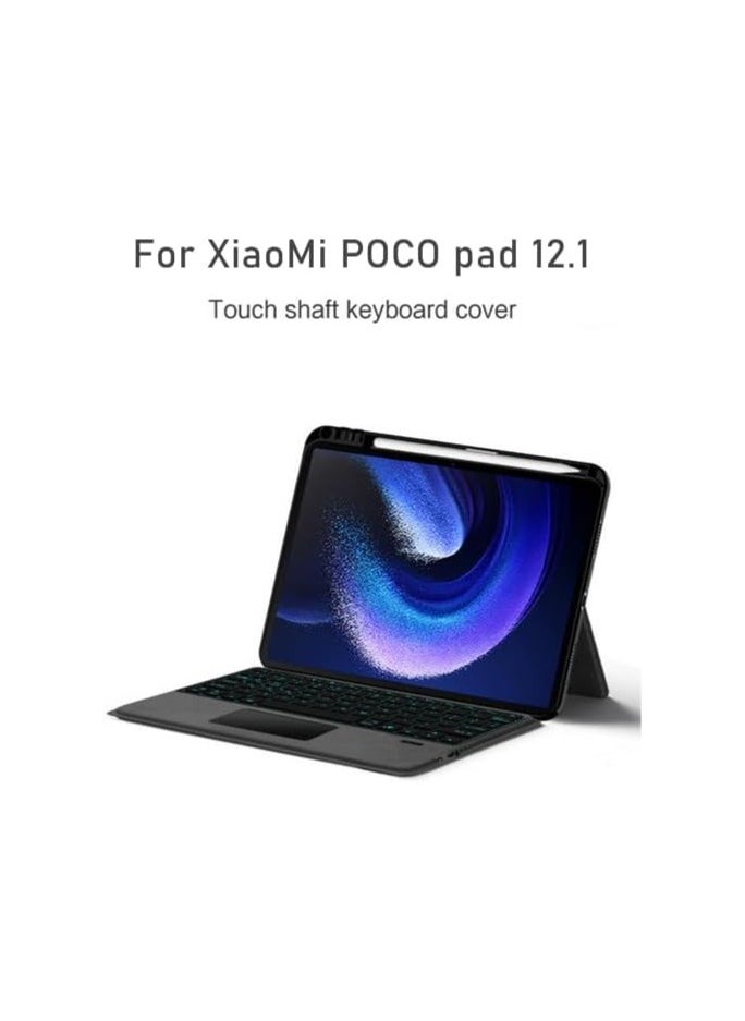 General - Touch Backlit Keyboard Case Compatible with Xiaomi Poco Pad 12.1 Tablet Detachable Backlight Keyboard with Any-Angle Kickstand Case with Pen Slot Stylus & Mouse - Image 1