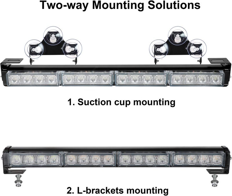 ASPL 2x16.8 inch Emergency Flashing LED Traffic Advisor Strobe Light Bar 32LED 26 Flash Patterns Interior Safety Warning Lights (Blue) - Image 5