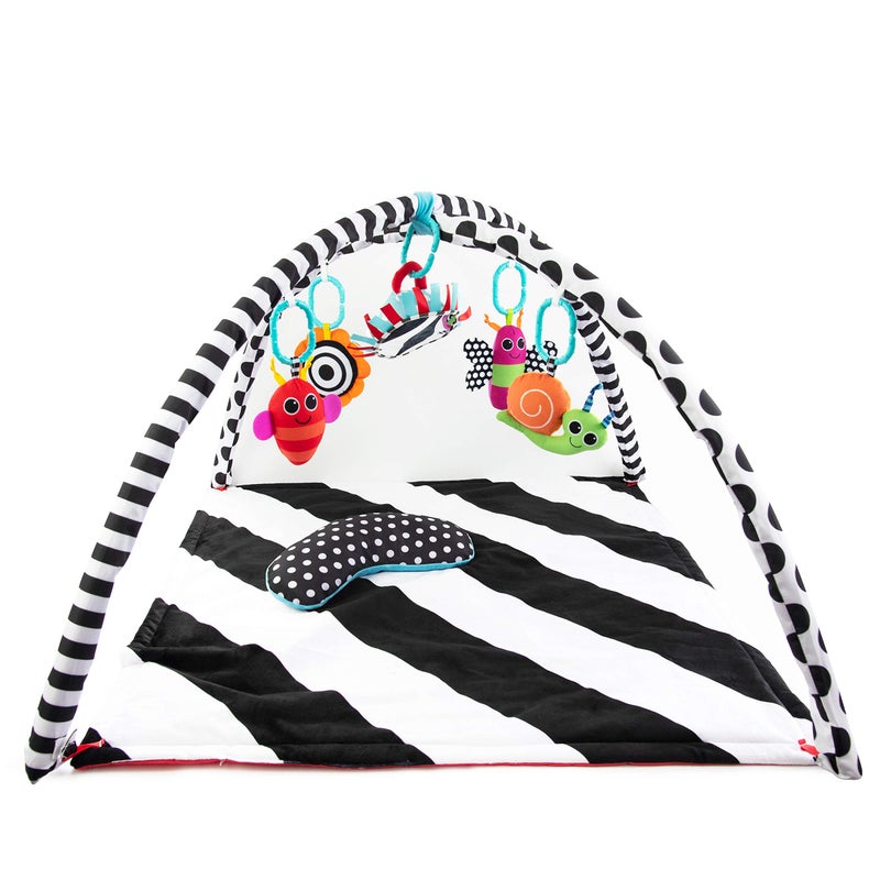 Sassy Black White Tummy Time Playmat for Tummy or Back Play with Detachable Toys Ages 0 Months