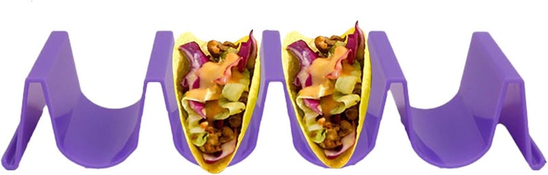 Purple Wave Shape Taco Stand Rack Tray Space Saving 4 Compartments Multi Use Kitchen Accessories - Image 1