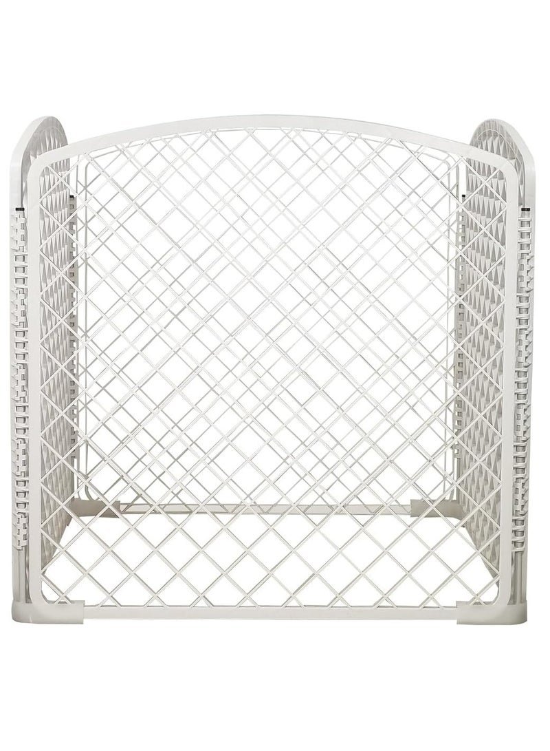 أن ان سي بيتس حظيرة لعب للكلاب الصغيرة والمتوسطة الحجم، حظيرة لعب بلاستيكية متينة للحيوانات الأليفة بتصميم مكون من 4 ألواح، هيكل شديد التحمل، مناسب للاستخدام الداخلي والخارجي، تصميم قابل للطي 74 سم (أبيض) - Image 1