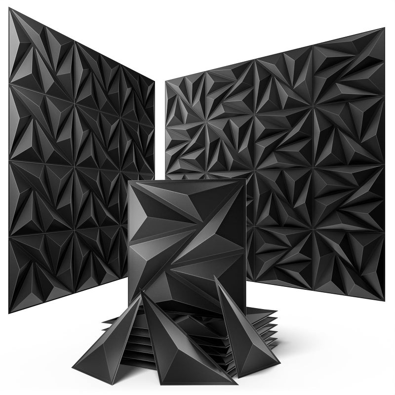 Sonicism Wall Panels Upgrade 32 Pack07x118x118Pyramid 3D Wall Panels Creative CuttingPVC Wall Panels for Interior Wall Decor Fire ResistantWall Tiles for Various ScenesCharcoal Black - Image 2