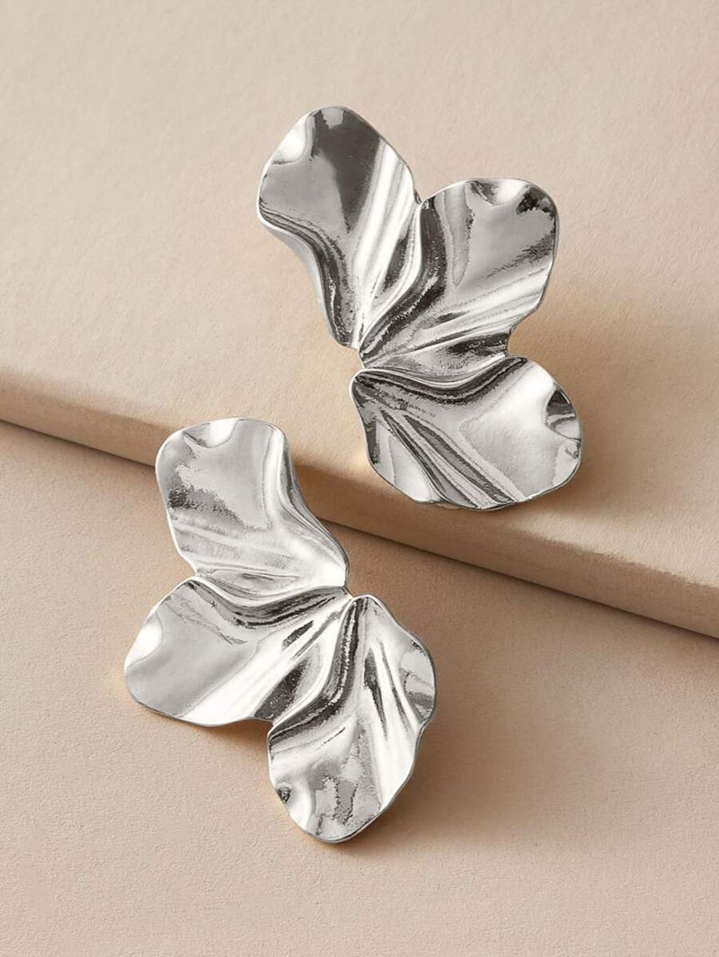 Shein 1 Pair Asymmetric Twist Geometric Stud Earrings - One  Size - Image 2