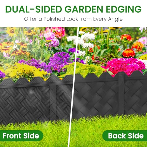 HLOGREE BLACKVINE 30Pcs 30ft (5'' Exposed Height) Plastic Landscape Edging Border,Flowerbed Garden Border Edging for Landscaping,Flower Bed Lawn Yard Edging Borders,Garden Edger Border Divider - 3D Weaving - Image 5