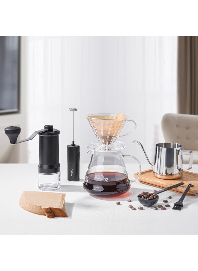 Cliton Hand-crank Coffee Grinder, Portable Coffee Maker, Coffee Pot, Coffee Filter Cup, Pour-over Kettle Set - Image 2