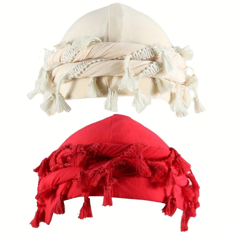 2-Piece Retro Tassel Headband and Pirate Hat Set - Image 1