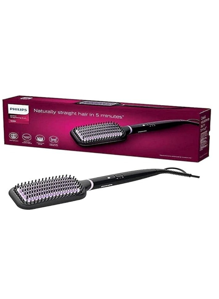 Philips StyleCare Essential | Heated Straightening Brush | Tourmaline Ceramic Coating | 2 Temperature Settings | Hair Straightener | ThermoProtect Technology | BHH880/03 - Image 1