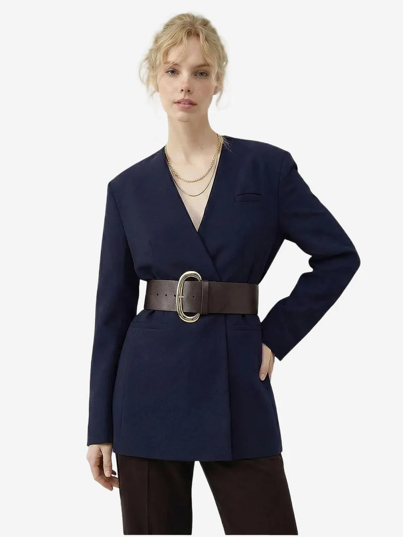 بيانكو لوتشي LUCCI Belted V-Neck Blazer Jacket