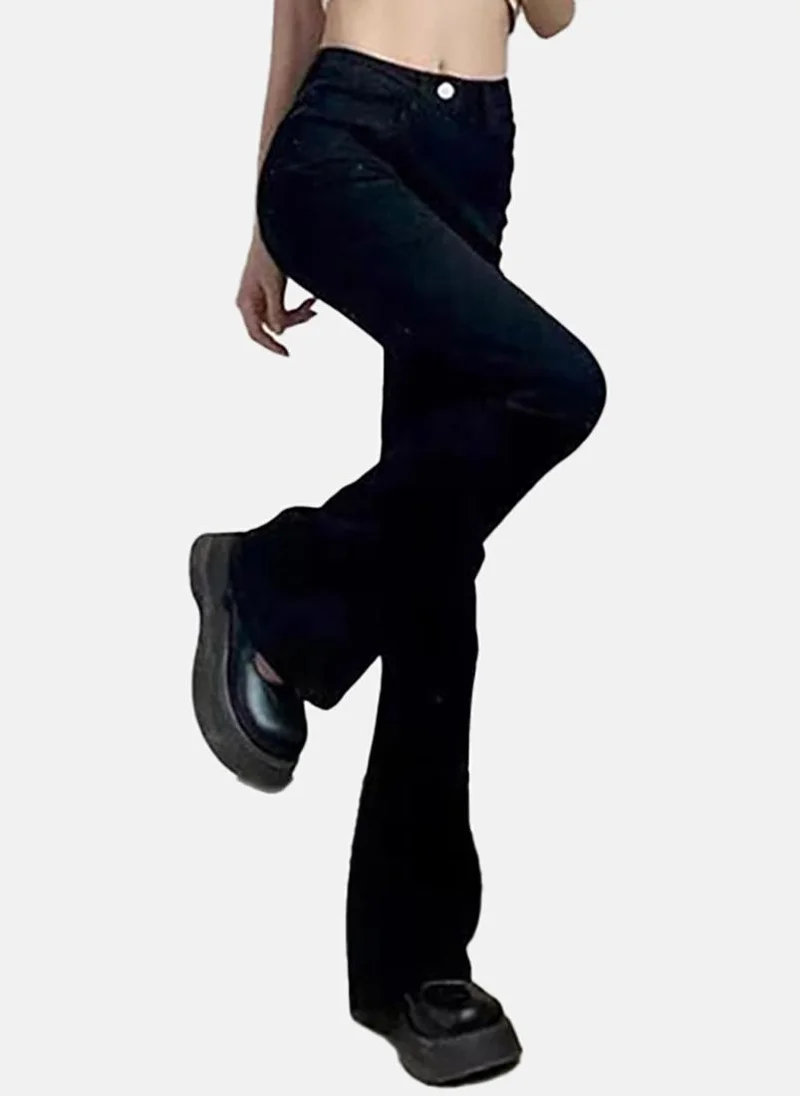 يونيكي Black Solid Mid Rise Skinny Fit Bootcut & Flared Jeans