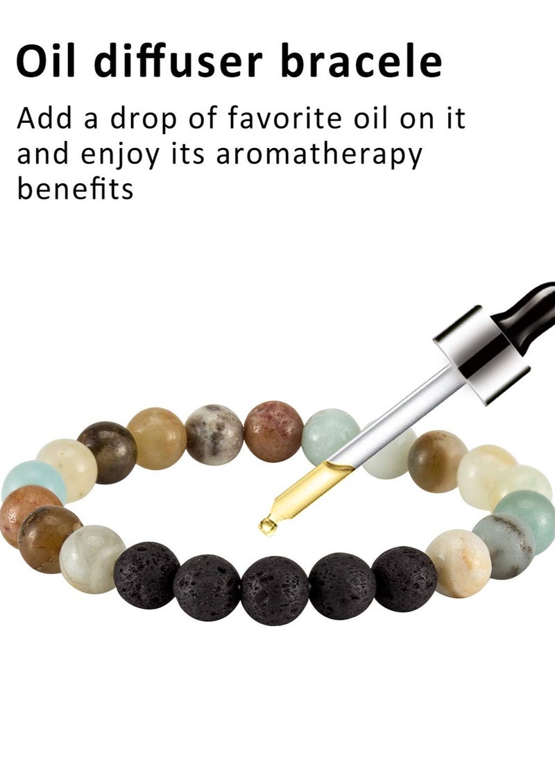 6 Pcs Chakra Bracelets for Women Lava Stone Bead and Healing Stones 8mm Crystal Yoga Beaded Essential Oil Diffuser Friendship Gifts - Image 3