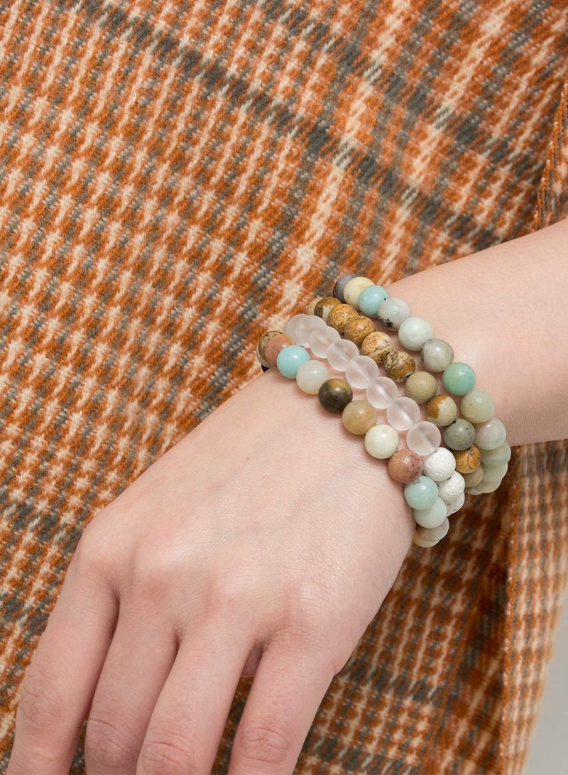 6 Pcs Chakra Bracelets for Women Lava Stone Bead and Healing Stones 8mm Crystal Yoga Beaded Essential Oil Diffuser Friendship Gifts - Image 4