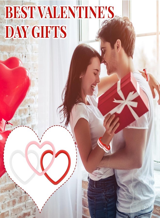 Vinsot 24 Pcs Heart Shaped Bracelets Silicone Heart Bracelets 3 Colors Love Rubber Wristbands Accessories Wedding Party Favors - Image 5