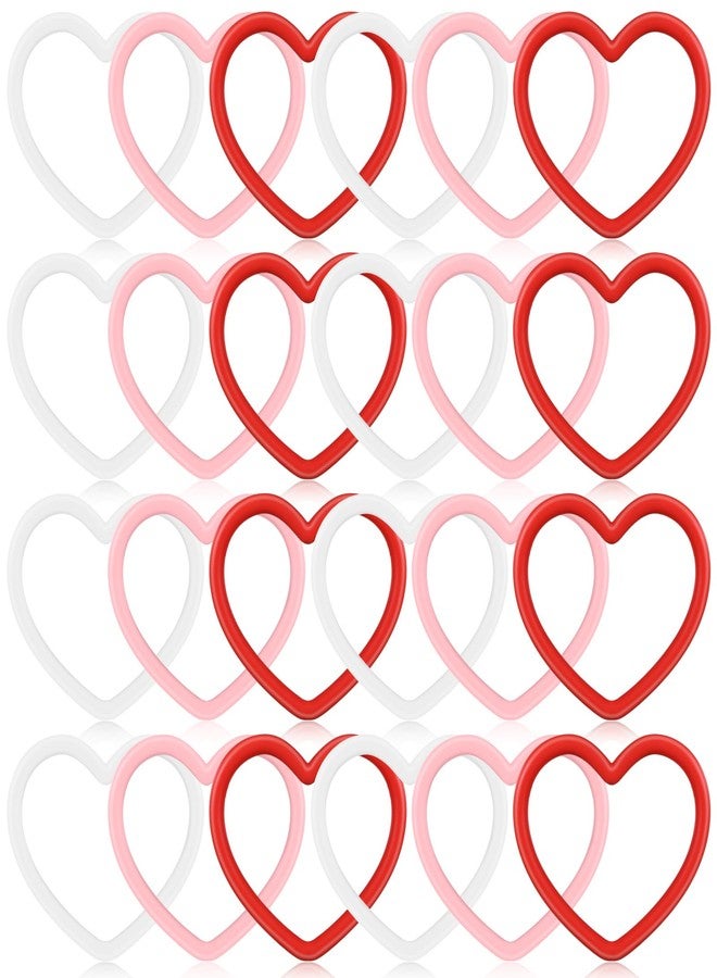 Vinsot 24 Pcs Heart Shaped Bracelets Silicone Heart Bracelets 3 Colors Love Rubber Wristbands Accessories Wedding Party Favors - Image 1