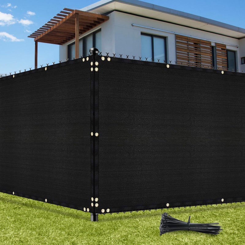 UIRWAY Privacy Screen Fence 4ft x 50ft Black Heavy Duty 170GSM 90 Blockage Chain Link Fence Privacy Screen UV Resistant Outdoor Windscreen Shade Net for Backyard Garden Patio Yard with Cable Ties - Image 2