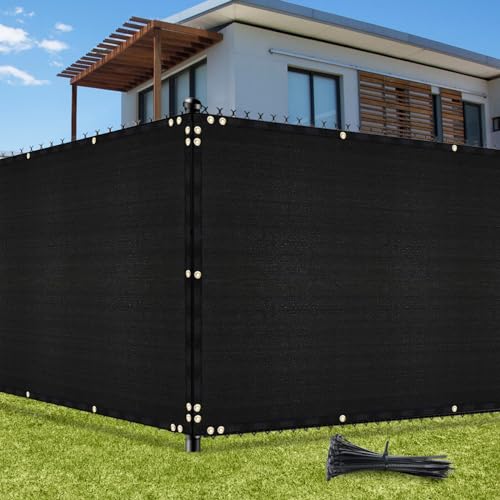 UIRWAY Privacy Screen Fence 4ft x 50ft Black Heavy Duty 170GSM 90 Blockage Chain Link Fence Privacy Screen UV Resistant Outdoor Windscreen Shade Net for Backyard Garden Patio Yard with Cable Ties - Image 1