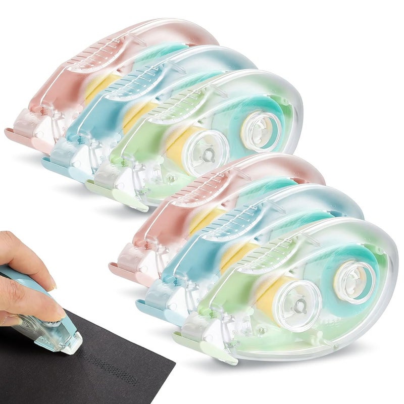 Occewoker Glue Tape Roller, 6 Pcs Double Sided Transparent Runner Tape, Scrapbook Tape for Crafts, Scrapbook Supplies Photo Album Cards Gift Wrapping (0.31 x 32.8 ft) - Image 1