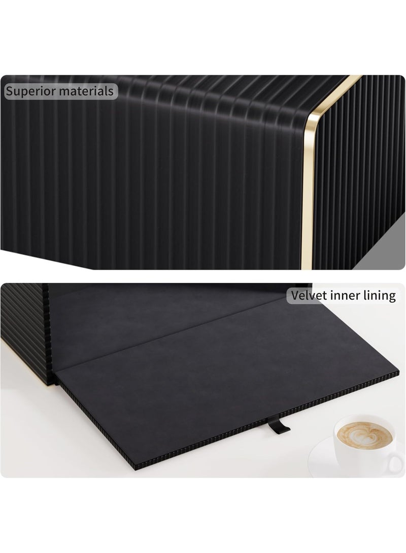 Bukela Tissue Box Cover,Black Rectangle PU Leather Tissue Holder with Gold-Tone Edging Accents,Tissue Box Cover for Bathroom Toilet Bedroom Living Room Table Desk Office,Countertop - Image 3