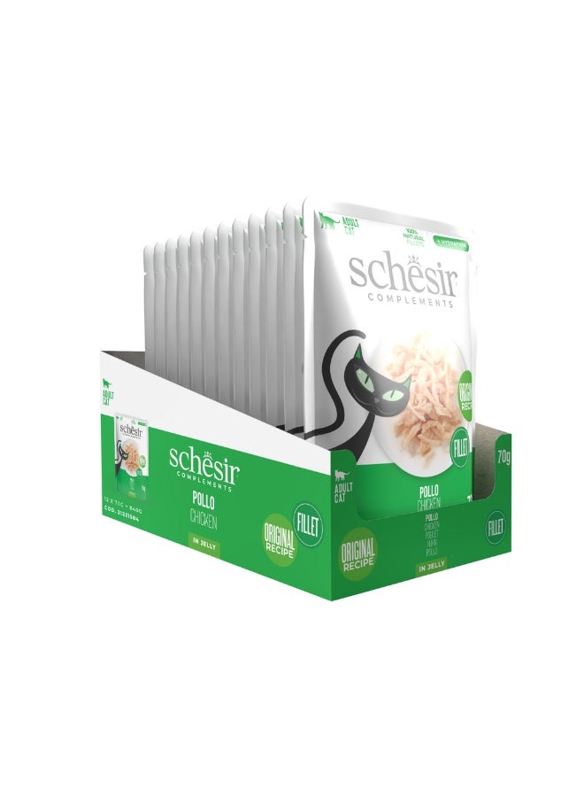 Schesir Complements Cat Wet Food  in Jelly Pouch- Chicken 6x70g [6 Pouch] - Image 4