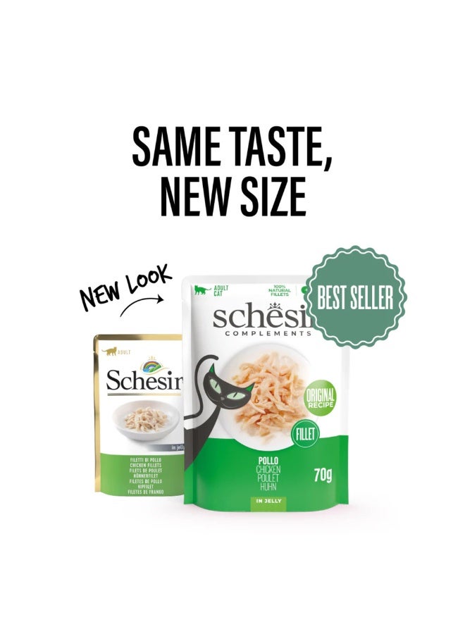 Schesir Complements Cat Wet Food  in Jelly Pouch- Chicken 6x70g [6 Pouch] - Image 1