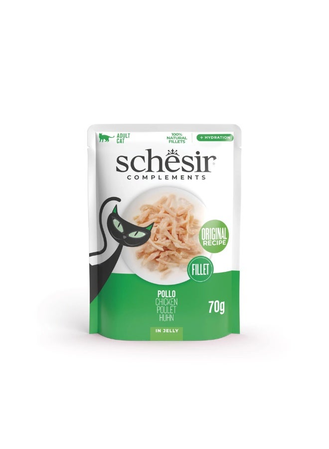 Schesir Complements Cat Wet Food  in Jelly Pouch- Chicken 6x70g [6 Pouch] - Image 2