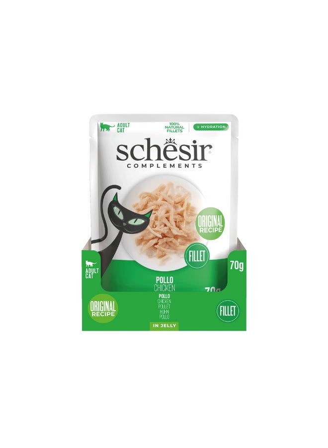 Schesir Complements Cat Wet Food  in Jelly Pouch- Chicken 6x70g [6 Pouch] - Image 5