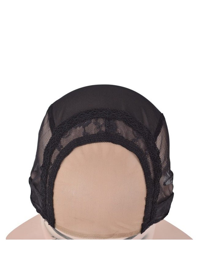 YTBYT - 2 Pcs Black 4X4 Inch U Part Wig Cap Swiss Lace Wig Caps With Adjustable Straps On The Back Glueless Hairnets Lace Wig Cap For Making Wigs (Black M) - Image 1