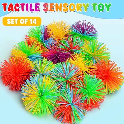 SHQDD 14PCS Stringy Balls Sensory Stringy Ball 275 inch Soft Rainbow Pom Bouncy Stocking Stuffers for Kids Monkey Pom Balls Fidget Toys Stress Ball Birthday Gifts for Boys Girls Ages 3 - Image 5