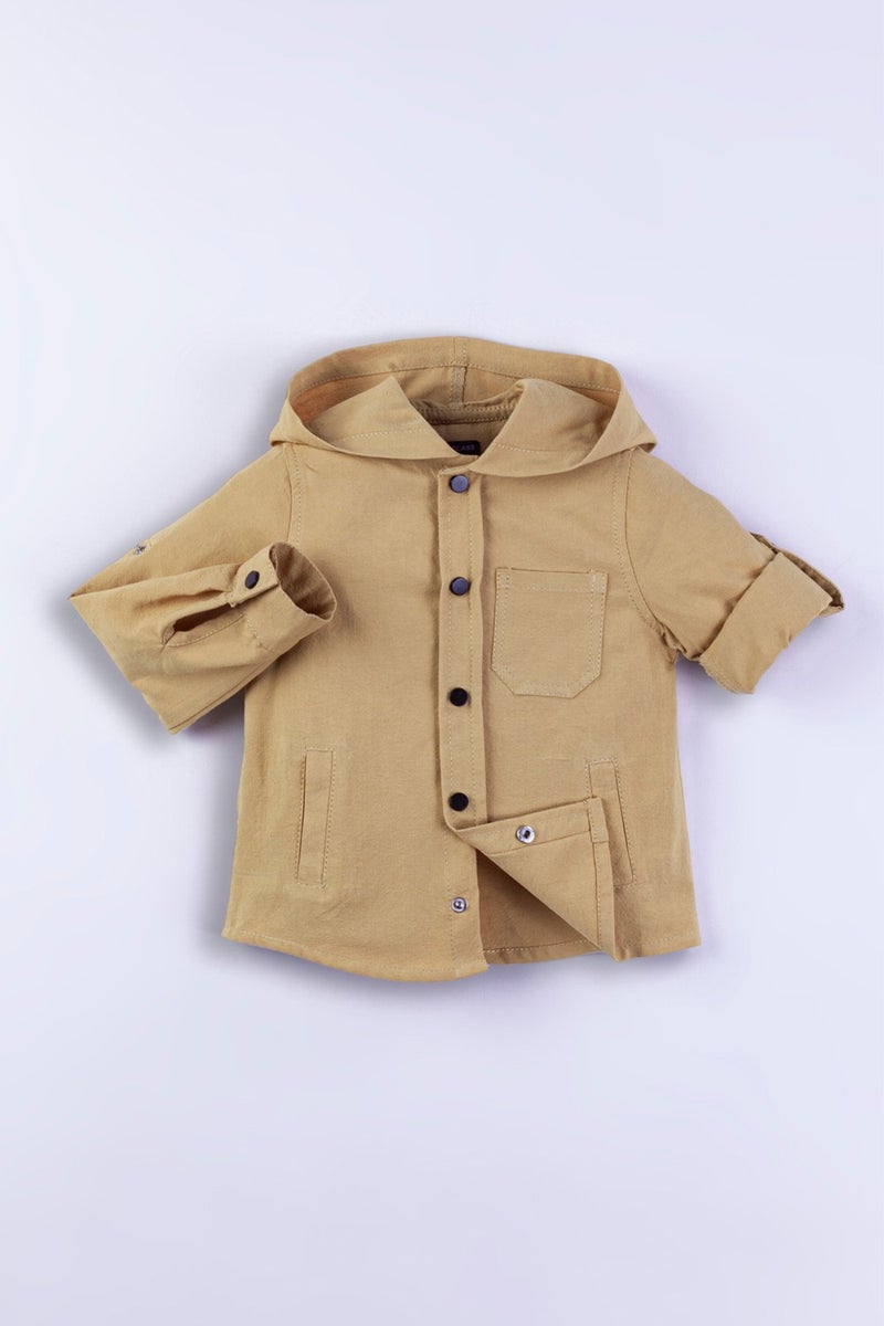 Gold Class Kidswear Hooded Pocket Foldable Sleeve Boy Shirt 