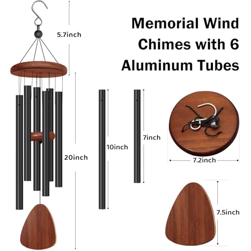 tujol 2 Pack Wind Chimes for Outside, Memorial Wind Chimes with 6 Aluminum Tubes, Sympathy Wind Chime Outdoor Gift Decoration for Garden Patio Yard - Image 2