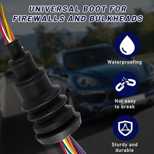 Suvnie 4 PCS Universal Firewall Boot, Rubber Grommets Can Accommodate 3/8 to 1 Inch Diameter Wire Bundle, Safe and Convenient Grommet for Vehicle Running Cable, Car Accessories - Image 4