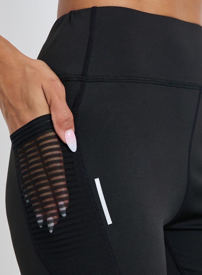 Styli Active Women Textured Pocket Reflective Stripe 7/8 Leggings - Image 3