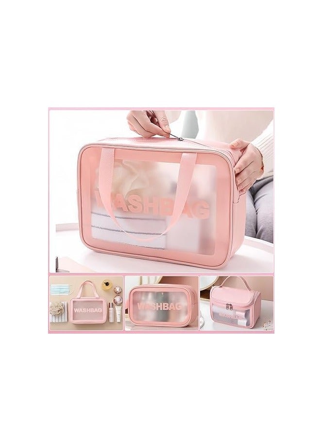 weallbuy Clear Toiletry Bag, 3 PCS Makeup Cosmetic Bag Transparent Travel Wash Bag for Women and Girls - Image 2