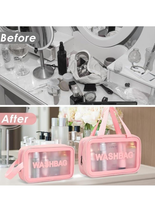 weallbuy Clear Toiletry Bag, 3 PCS Makeup Cosmetic Bag Transparent Travel Wash Bag for Women and Girls - Image 3