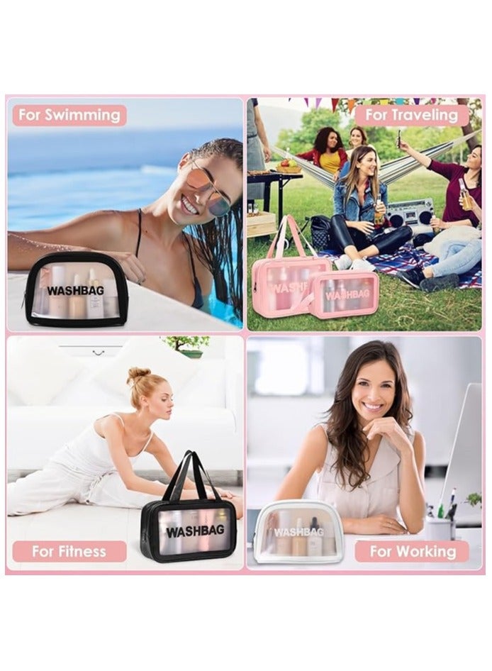 weallbuy Clear Toiletry Bag, 3 PCS Makeup Cosmetic Bag Transparent Travel Wash Bag for Women and Girls - Image 4