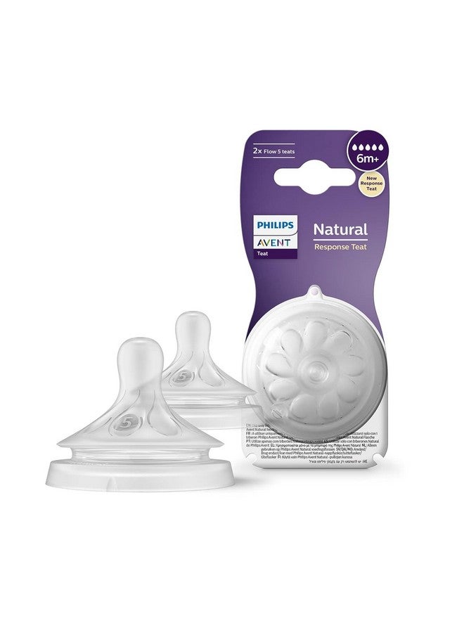 Avent Ps Avent Natural Response Bottle Teat - 2 X Baby Bottle Flow 5 Teats For Babies Aged 6+ Months, Bpa Free (Model Scy965/02) - Image 2