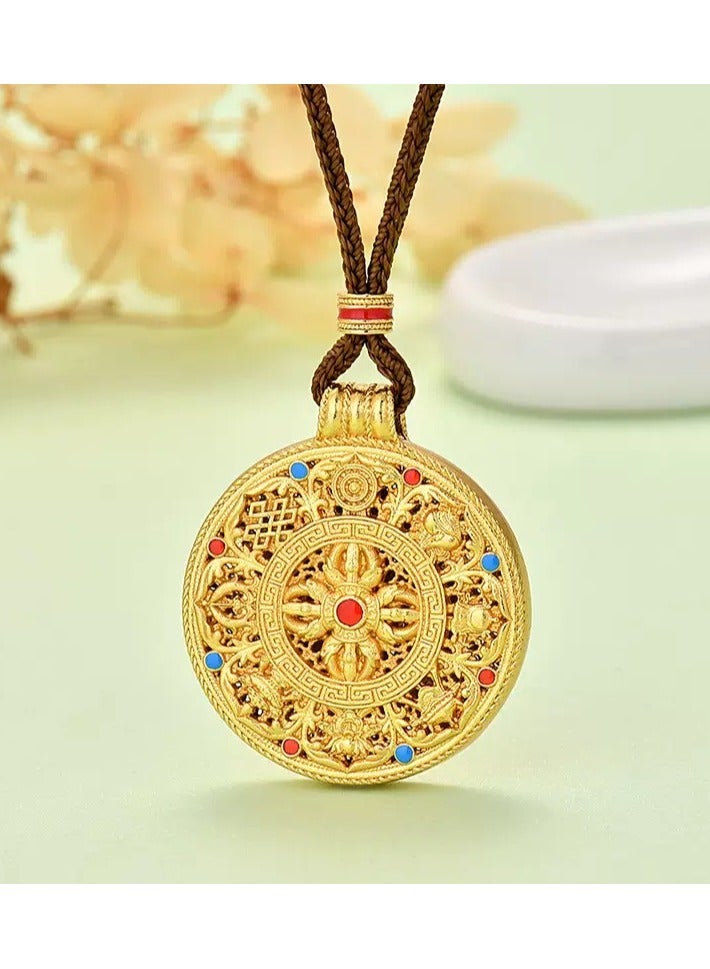 Lucky Necklace With Red and Green Fortune Compass Shape, Good Wish Rope, New Chinese Style Sweater Chain for Women - Image 1