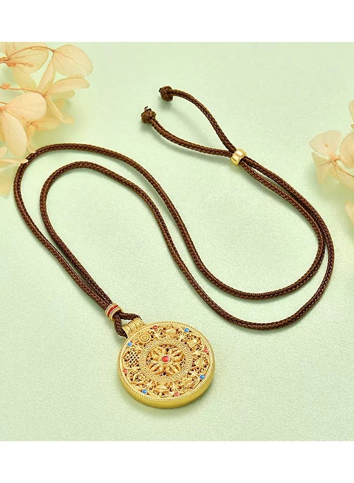 Lucky Necklace With Red and Green Fortune Compass Shape, Good Wish Rope, New Chinese Style Sweater Chain for Women - Image 5