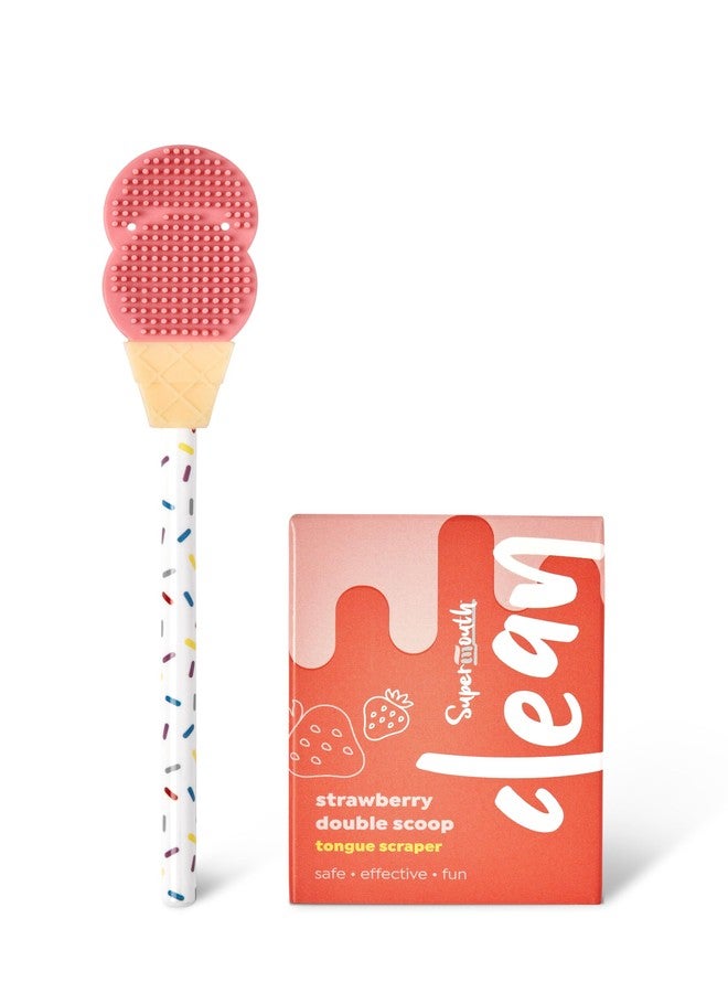 SuperMouth® Double Scoop Kids Tongue Scraper – Dual-Sided Brush & Scraper Removes Odor-Causing Buildup, Fights Bad Breath, Easy-Grip Ice Cream Design, 3 Yummy Scents, Ages 6-12, Essential Oral Care - Image 1