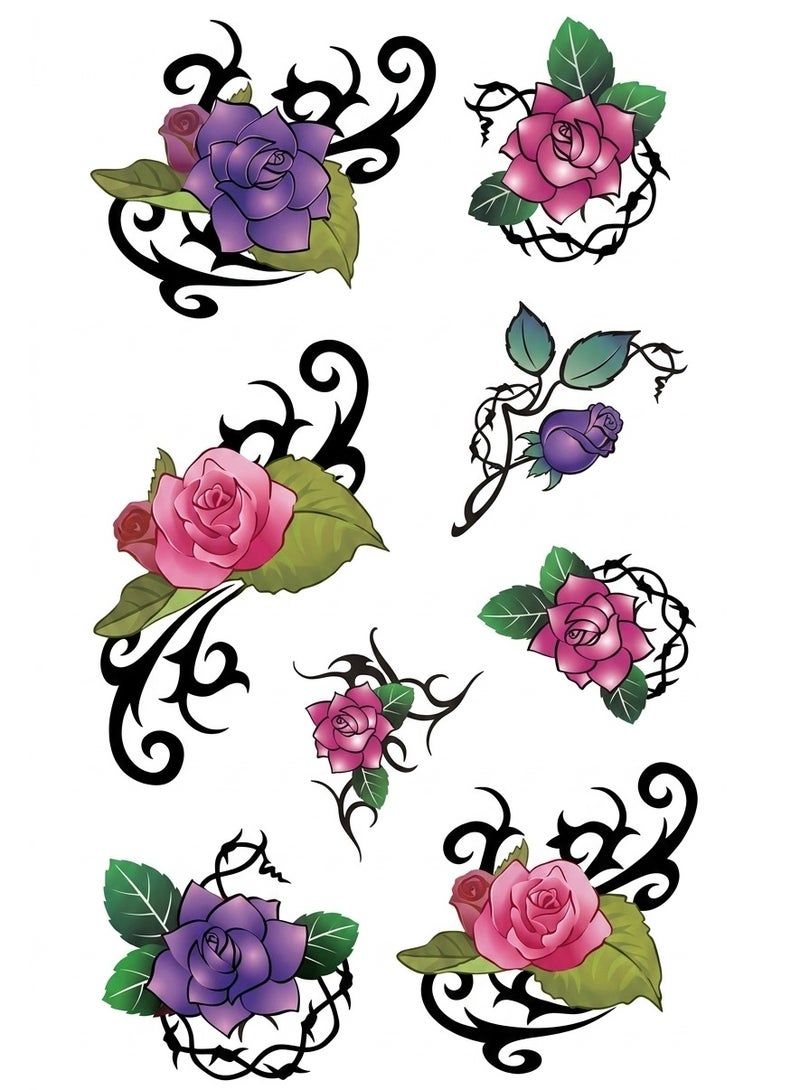 Temporary tattoo in the shape of colorful and eye-catching roses - Image 1