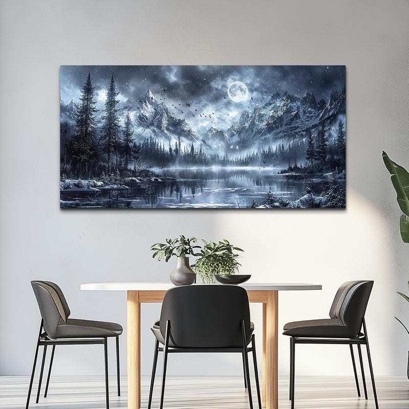 EMODA Black Forest Landscape Canvas 60x120 cm Framed – Forest Wall Art for Living Room | Large Framed Canvas Print for Living Room Bedroom Home Office Wall Decoration – Premium Quality Artwork for Modern Interior Styling - Image 1