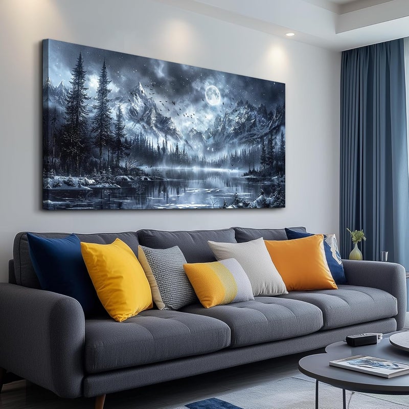 EMODA Black Forest Landscape Canvas 60x120 cm Framed – Forest Wall Art for Living Room | Large Framed Canvas Print for Living Room Bedroom Home Office Wall Decoration – Premium Quality Artwork for Modern Interior Styling - Image 3