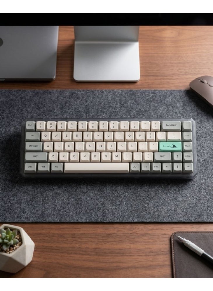 دارموشارك لوحة مفاتيح ألعاب ميكانيكية Darmoshark – اتصال لاسلكي مزدوج عبر Bluetooth و2.4GHz، تصميم مدمج، إضاءة RGB متعددة الألوان، باللونين الرمادي والأخضر - Image 4
