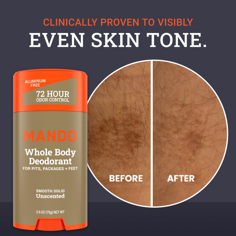 Mando Whole Body Deodorant For Men - Smooth Solid Stick - 72 Hour Odor Control - Aluminum Free, Baking Soda Free, Skin Safe - 2.6 Ounce (Pack of 2) - Unscented - Image 5