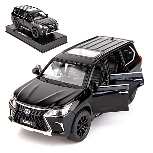 BDTCTK 132 Compatible for Lexus LX570 OffRoad in Luxury SUV Model Car Zinc Alloy Pull Back Toy car with Sound and Light for Kids Boy Girl GiftBlack - Image 1